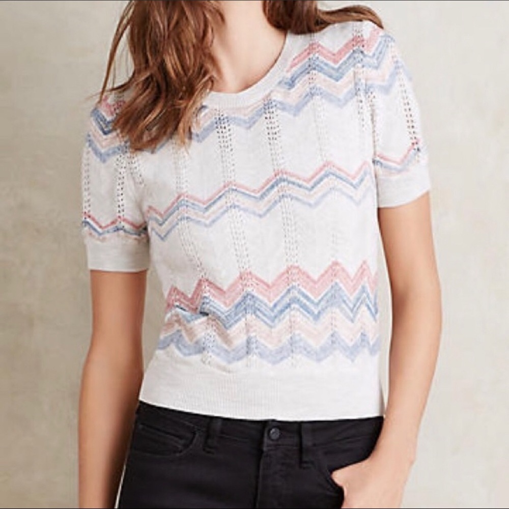 Anthropologie Chevron Pointelle top